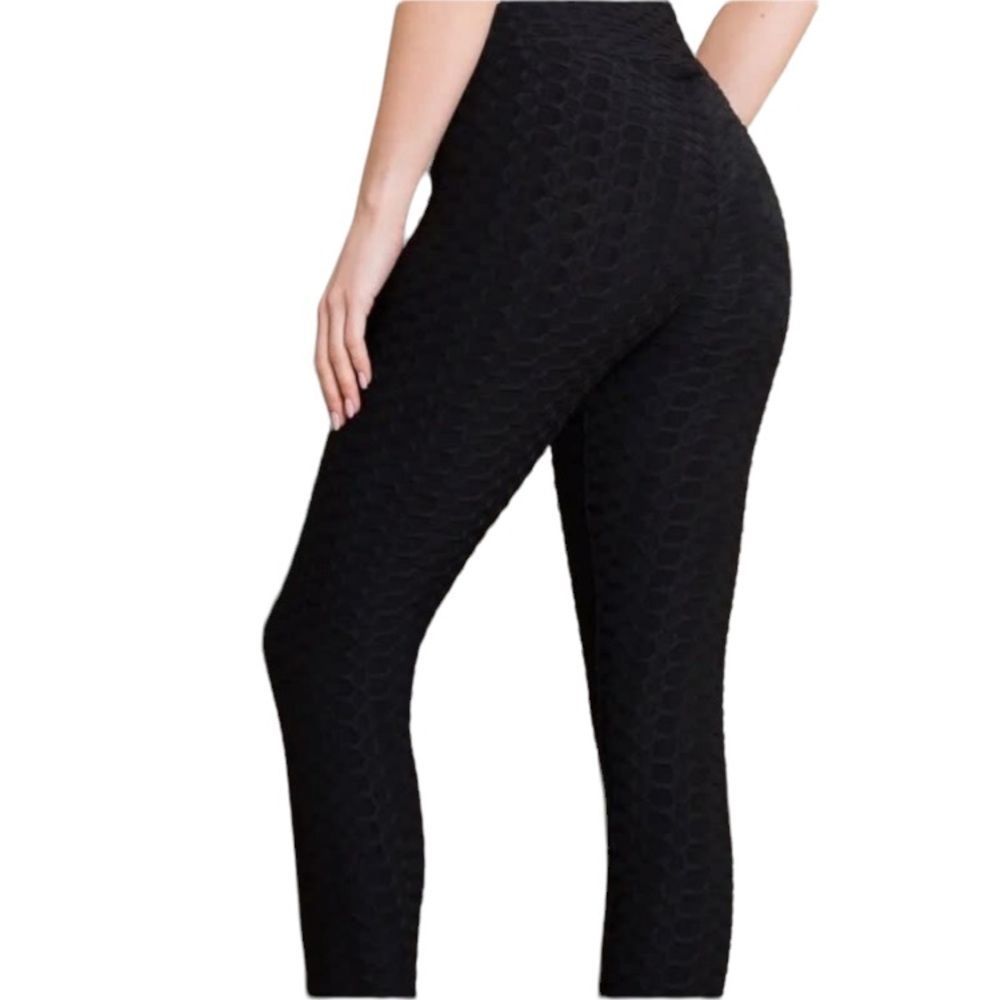 Honeycomb Black Leggings Size Medium - Picture 2 of 6